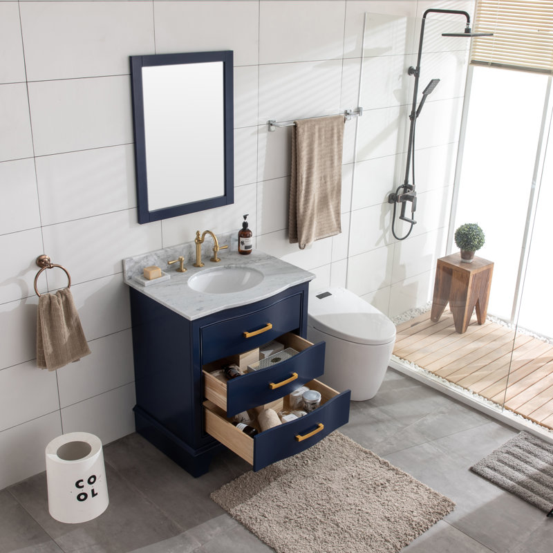 Andover Mills™ Goleta 30'' Single Bathroom Vanity with Marble Top